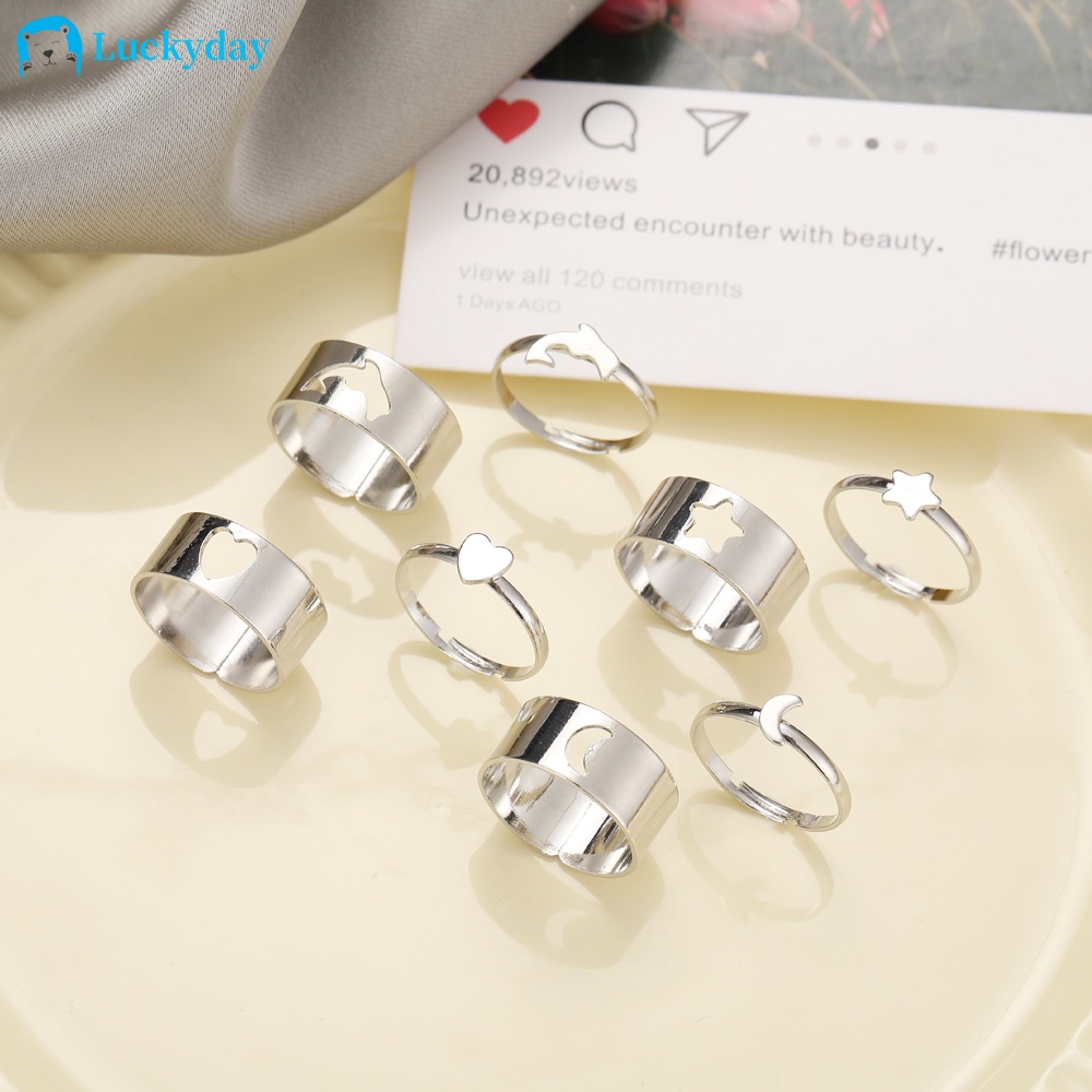 YEEZII Korean Butterfly Ring Set Fashion Romantic Couple Gold Silver Finger Rings Engagement Wedding Jewelry Women Accessories