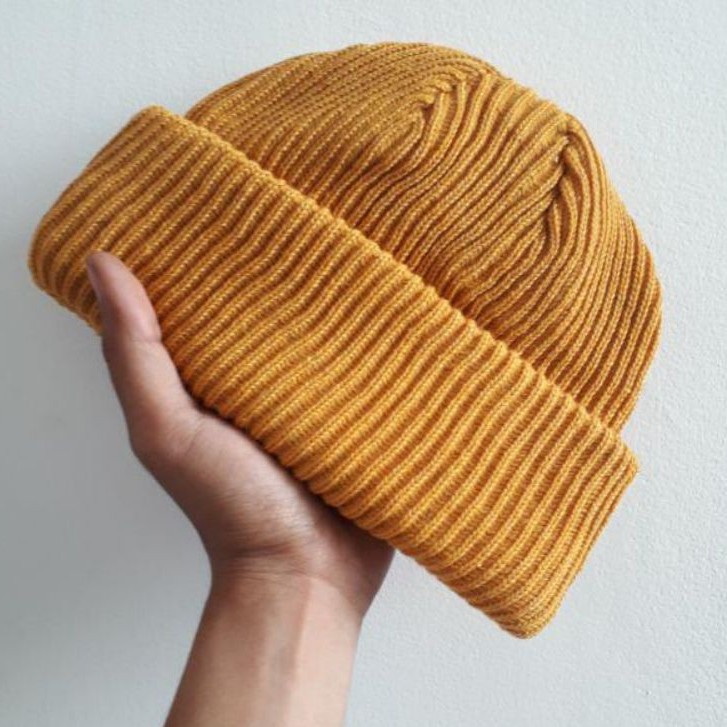 Kupluk Beany hat Polos bolak- balik original katoon wol cocok untuk musim hujan