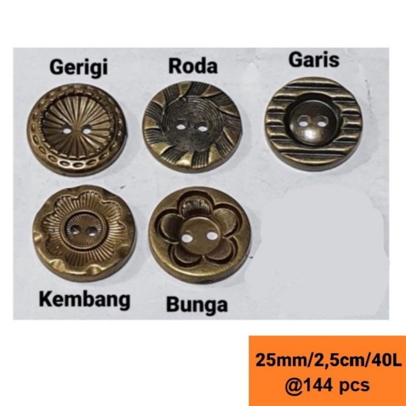 Kancing Baju ATG 25mm/2,5cm/40L @144 pcs