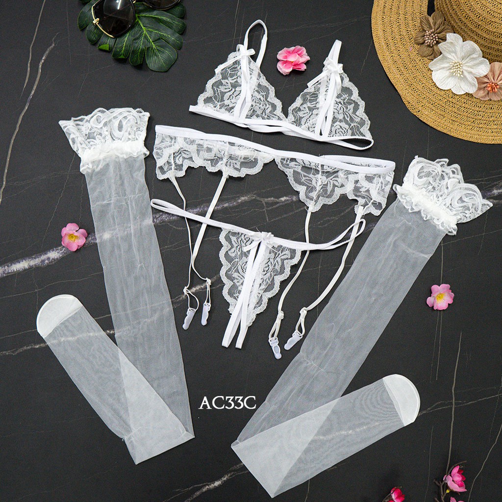 [PALING MURAH] SABUK PAHA + BRA SET BH CD SEKSI + STOCKING SEXY PUTIH AC33C