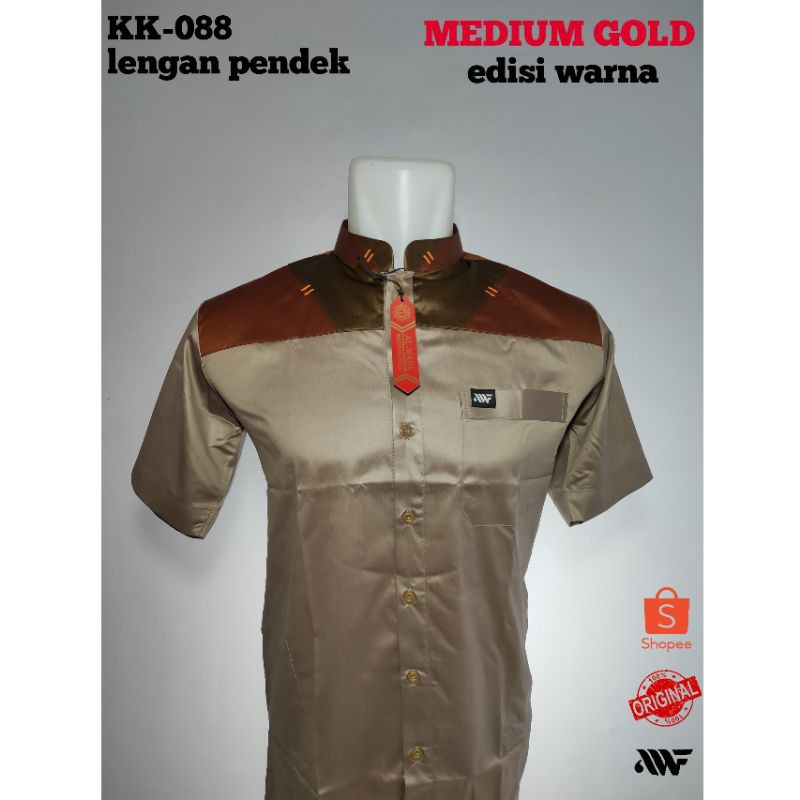 AL-WAFA baju Koko dewasa lengan pendek (material satin Korea warna)