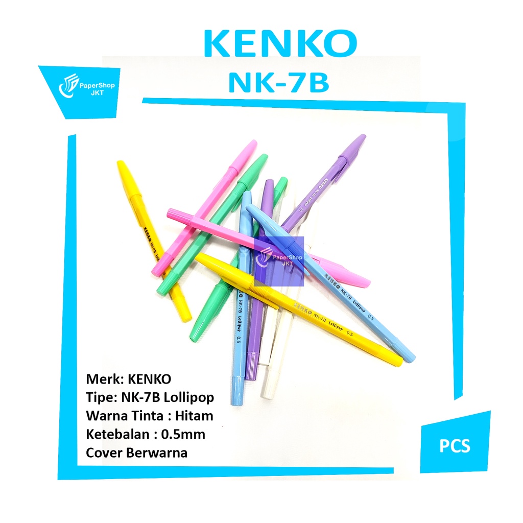 

KENKO - pulpen nk-7b lollipop oil gel 0.5 cover berwarna - pcs