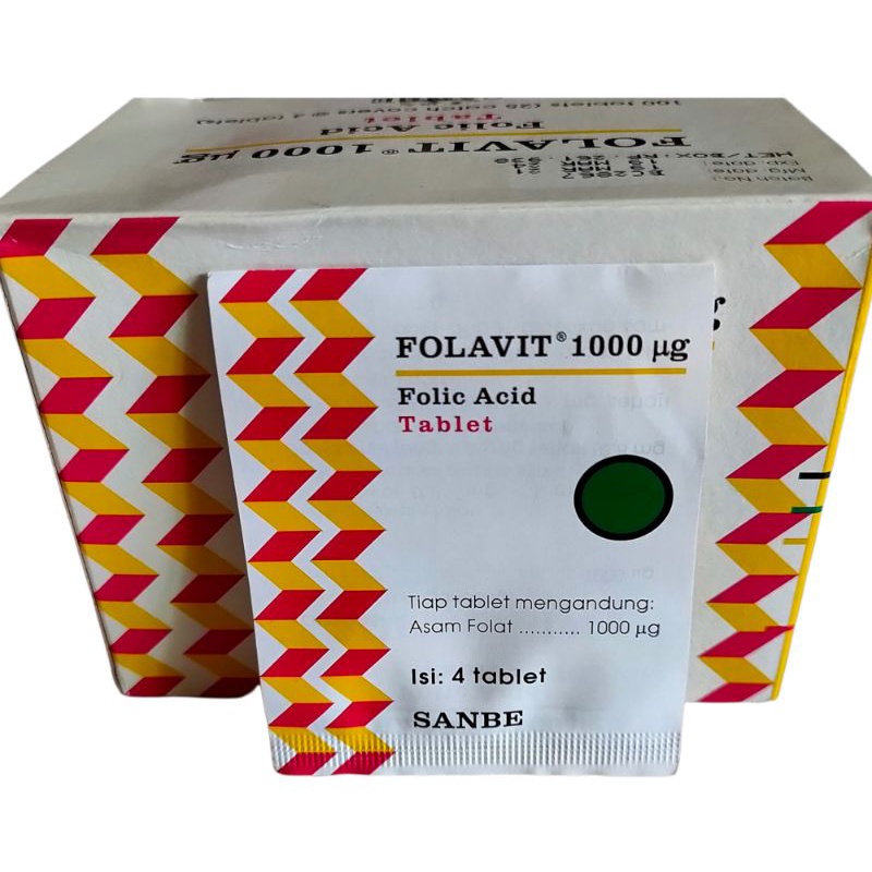 Folavit 1000 Mcg isi 4 Tablet Asam Folat Ibu Hamil Menyusui serta Promil Program Hamil