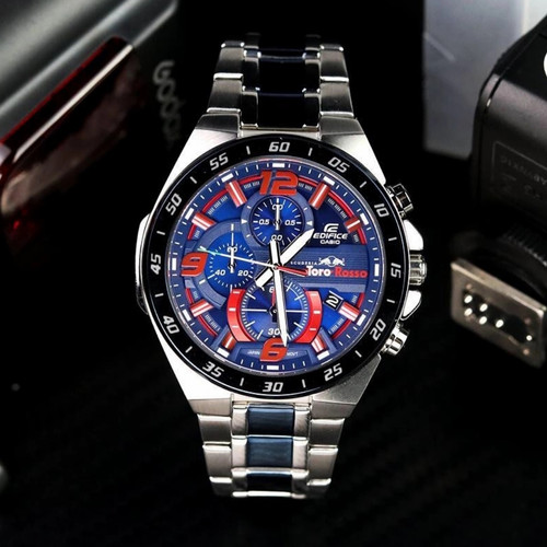 jam tangan pria casio edifice toro rosso efr 564 stainless limited