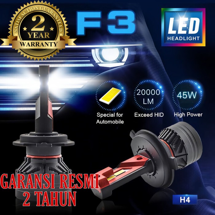 Lampu Mobil LED F3 Original Cree USA 20000lm H4 Type H4