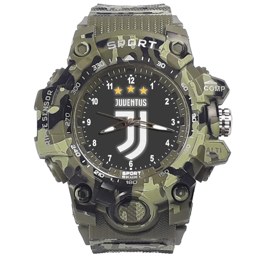 (ISTIMEWA BOSSQUE) JAM CUSTOM JUVENTUS STRAP ARMY - 5 Warna