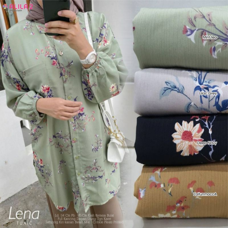 LENA TUNIC BY ALILA2 / ATASAN WANITA BERBAHAN CRINKLE PLEATS PRINTED PREMIUM QUALITY / TUNIC MOTIF F