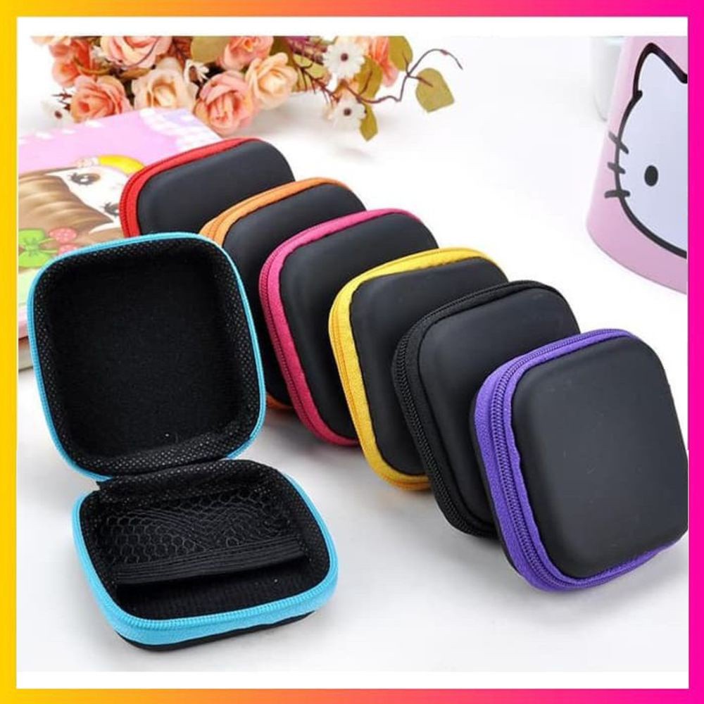 POUCH PERSEGI PENYIMPANAN HEADSET / DOMPET HEADSET / TAS KUNCI / TRAVEL ORGANIZER MURAH | FADHILAH SHOP BJB