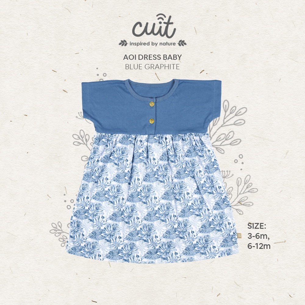 CUIT Super Soft Organic Cotton Aoi Dress Monstera Kojo Series-2