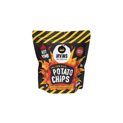 

#HANDCARRY Irvins Hot Bomb Salted Egg Potato Chips 105 gram (Small) - UFOHCR2164