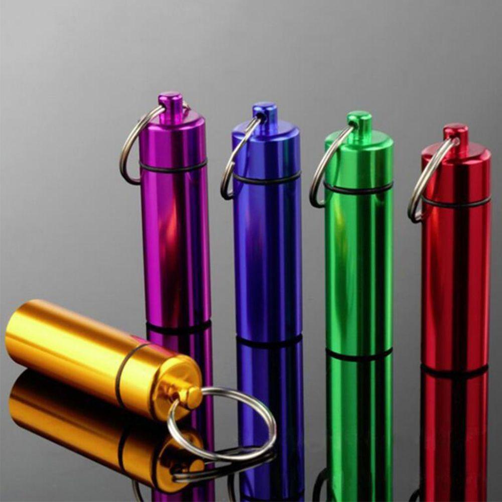 [Elegan] Gantungan Kunci Outdoor Panas Anti Air Aluminium Holder Warna Random Case Pill Box