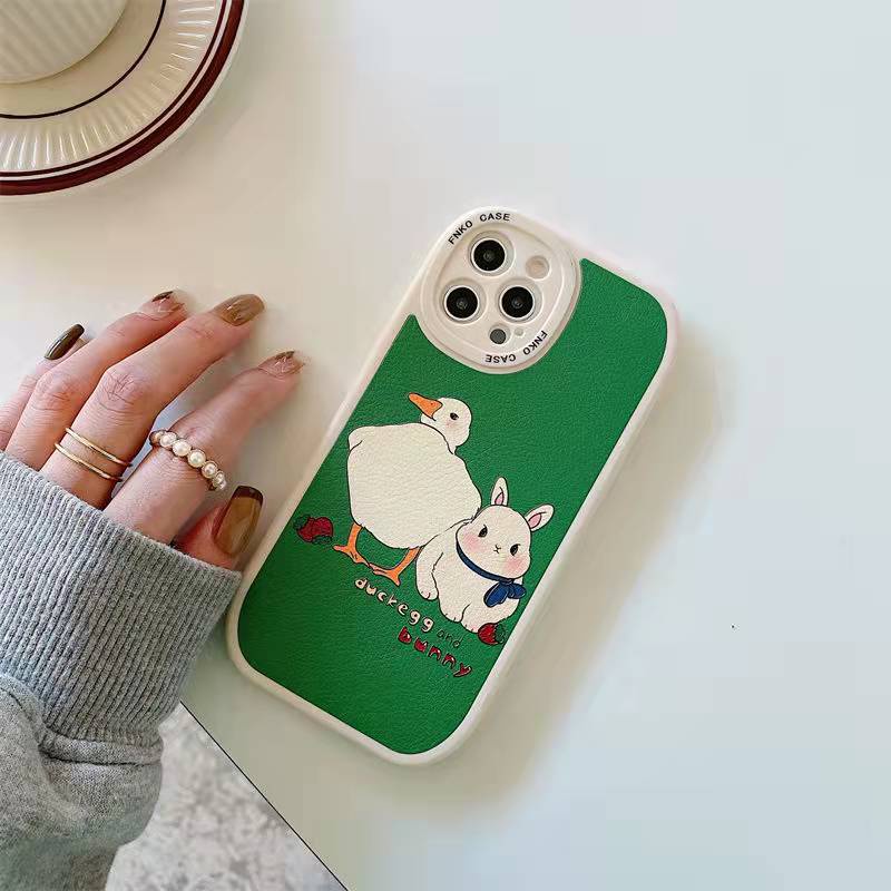 Soft Case TPU Motif Kartun Bebek Hijau 13 13pro 13prm Untuk iPhone 11 7Plus 8Plus Xr XS Max se 13 12pro