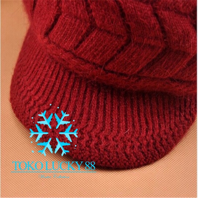 IMPORT Hat Fur Cap Topi Rajut Bulu Wool Winter Musim Dingin