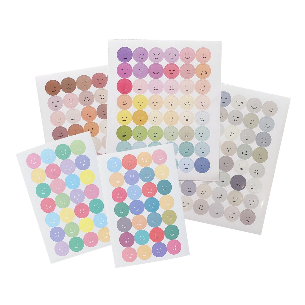 Winzige stiker smile stiker bulat aesthetic warna warni stiker hp aesthetic journal wallpaper sticker deco kertas scrapbook album-All In