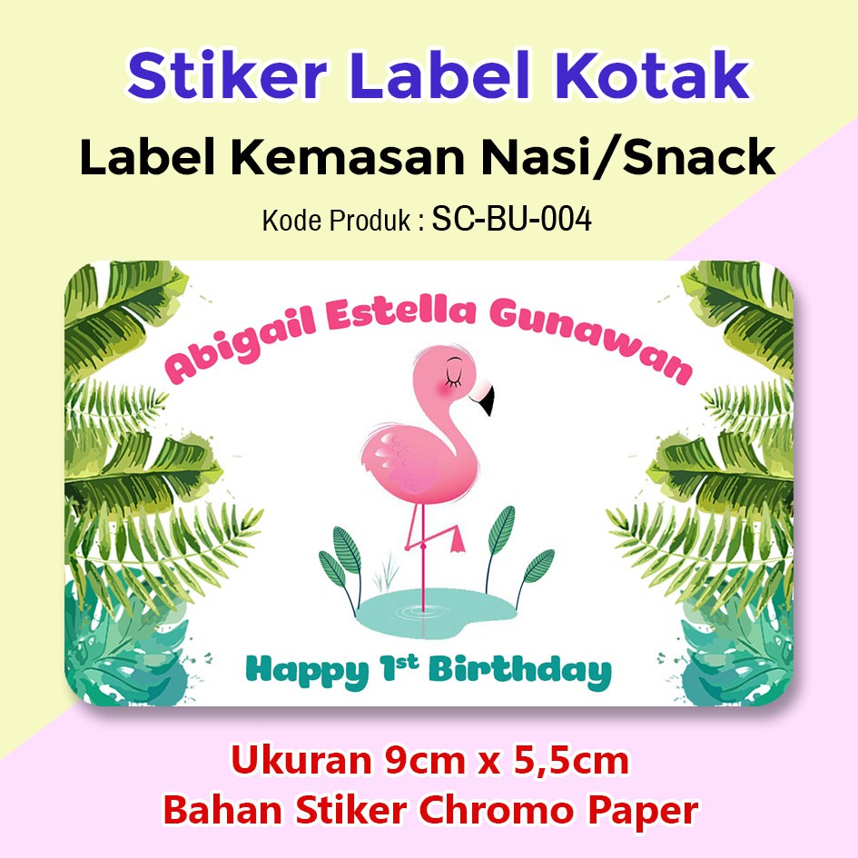 

STIKER LABEL ULANG TAHUN ANAK STICKER NASI BENTO SOUVENIR FLAMINGGO