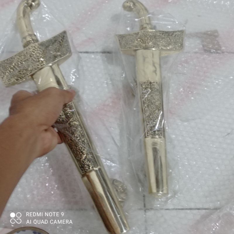 handle pintu rumah antik model keris kuningan