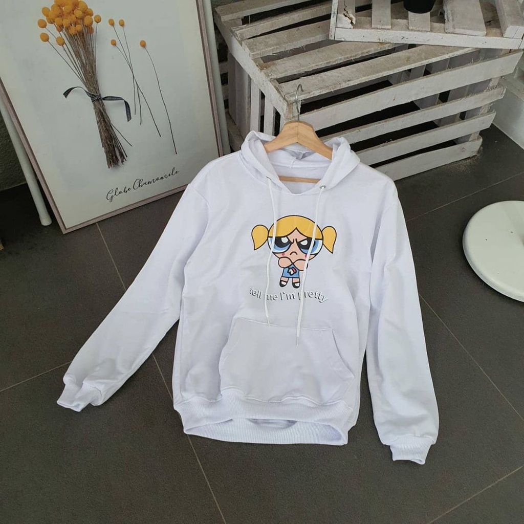 Tell Me Pretty Hoodie - Sweater Hoodie Karakter Cartoon Bubbles Bahan Fleece