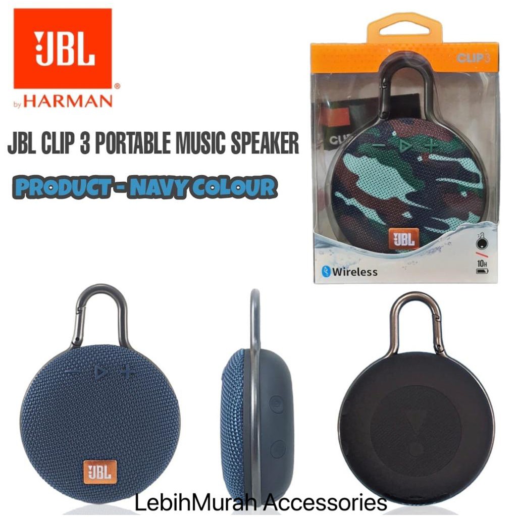 Speaker Bluetooth JBL CLIP 3 Wireless Portable JBL Clip3 IPX7 Support Mmc Usb BT