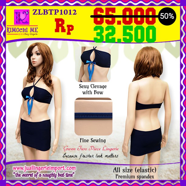 FOLVA lingerie two piece pakaian dalam spandex ZLBTP1012 biru all size