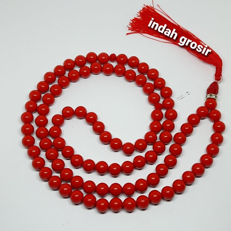 TASBIH BATU MARJAN RED CORAL 99BUTIR