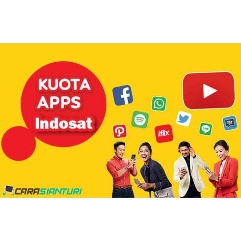 VOUCHER INDOSAT KUOTA APPS YOUTUBE INSTAGRAM TIKTOK FACEBOOK SPOTIFY JOOX GOJEK 5GB 10GB 15GB 20GB