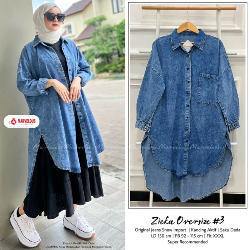 ZIEKA OVERSIZE #3 BY MARVELOUS (MIDI JEANS MUSLIMAH) midi jeans muslimah rekomeded
