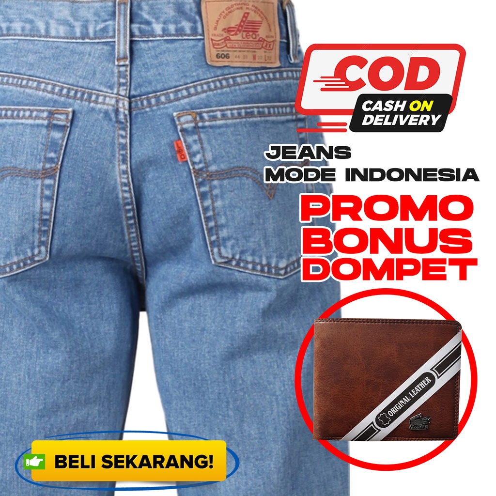 Celana Jeans Pria LEA 606 Grade Original Standar Reguler Model Panjang 28 sampai 38 Denim Distro