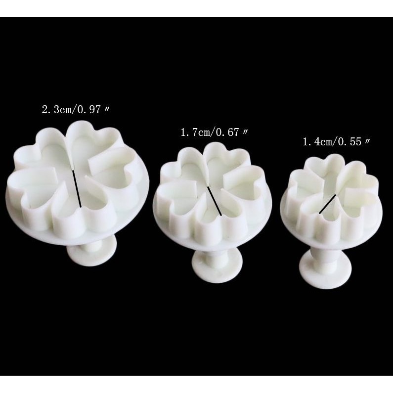 Fondant Plunger Cutter - Cetakan Fondant Heart Flower (3pcs)