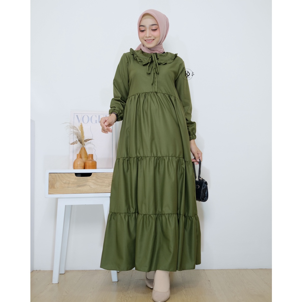 Mikhaela Midi Dress by Erdua #G007 | Gamis Midi Wanita Katun Toyobo Polos