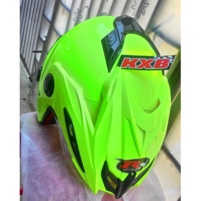 HELM RN HIJAU BISA KIRIM GOJEK Stabillo Half Face M fit L Hijau