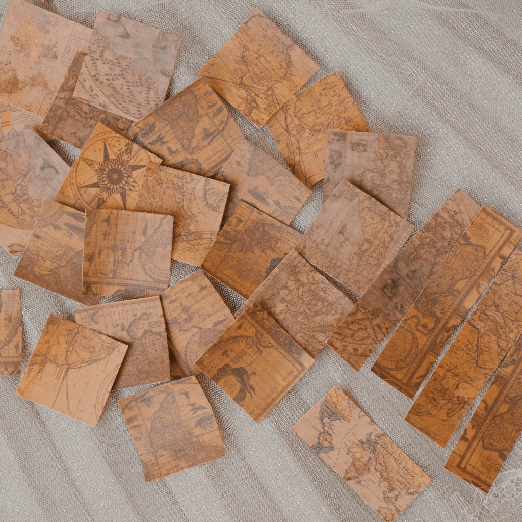 

[46pcs] Stiker Kraft Desain Vintage Map Untuk Dekorasi Jurnal Scrapbook by Starrynight