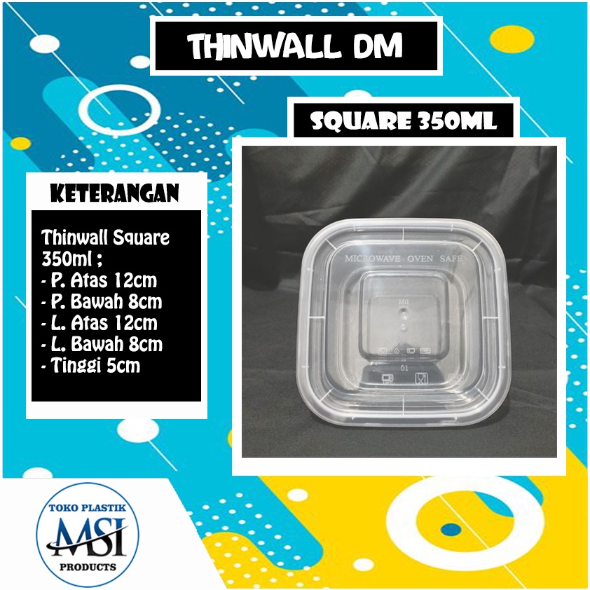 Thinwall DM SQ 250ml - 325ml - 350ml - 500ml  /Thinwall Square/Food Container Slime Dessert Box Thinwall DM SQ 250ml - 325ml - 350ml - 500ml | Thinwall Kotak DM SQ Kecil 250ml - 325ml - 350ml - 500ml | Harga di Atas adalah Harga per Lbr |