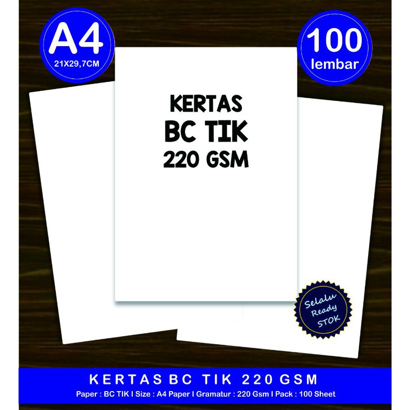 

Kertas BC TIK ukuran A4 220 gsm 1 pak isi 100 lembar