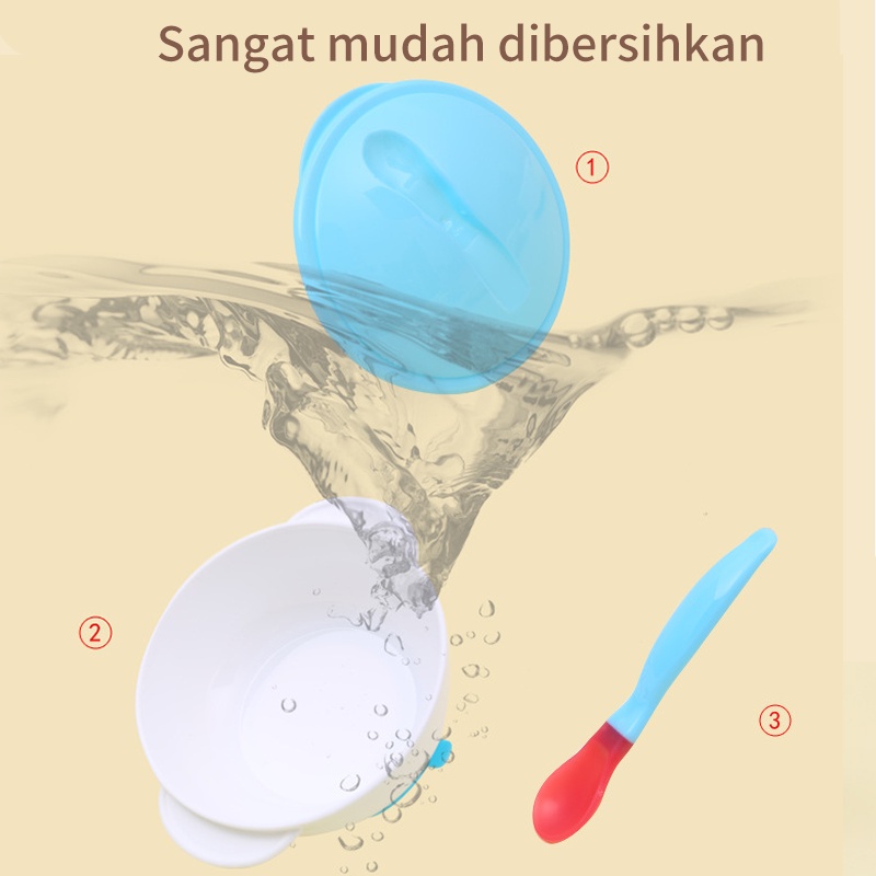 Mangkuk Pengisap Bayi Set Mangkuk Perjalanan dengan Penutup Mangkuk Makan Bayi Suplemen Anak Mangkuk Pengisap Belajar Makan Mangkuk Pelatihan Aman dan Ramah Lingkungan