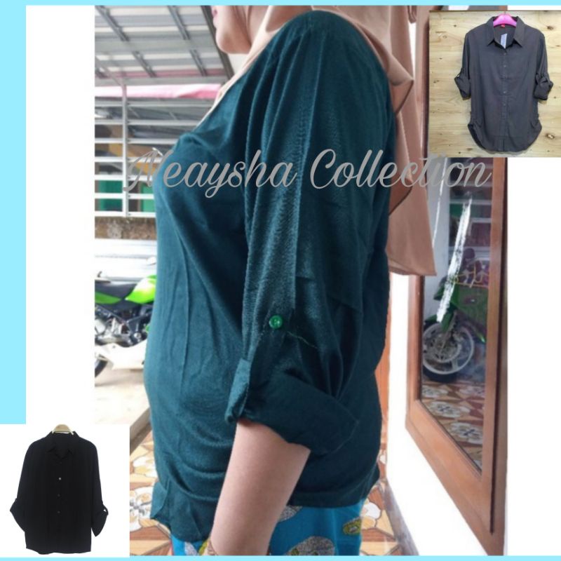 Kemeja wanita polos TALITA lengan panjang bahan KATUN TWILL 01