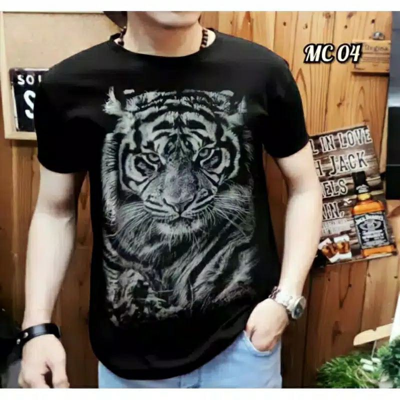 Kaos Distro pria 3D macan mc 04