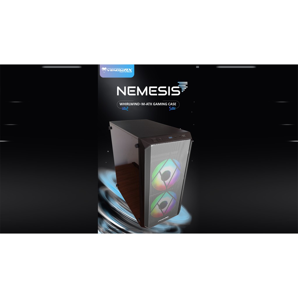 VenomRX NEMESIS + 2 Fan RGB Micro ATX Casing PC Gaming