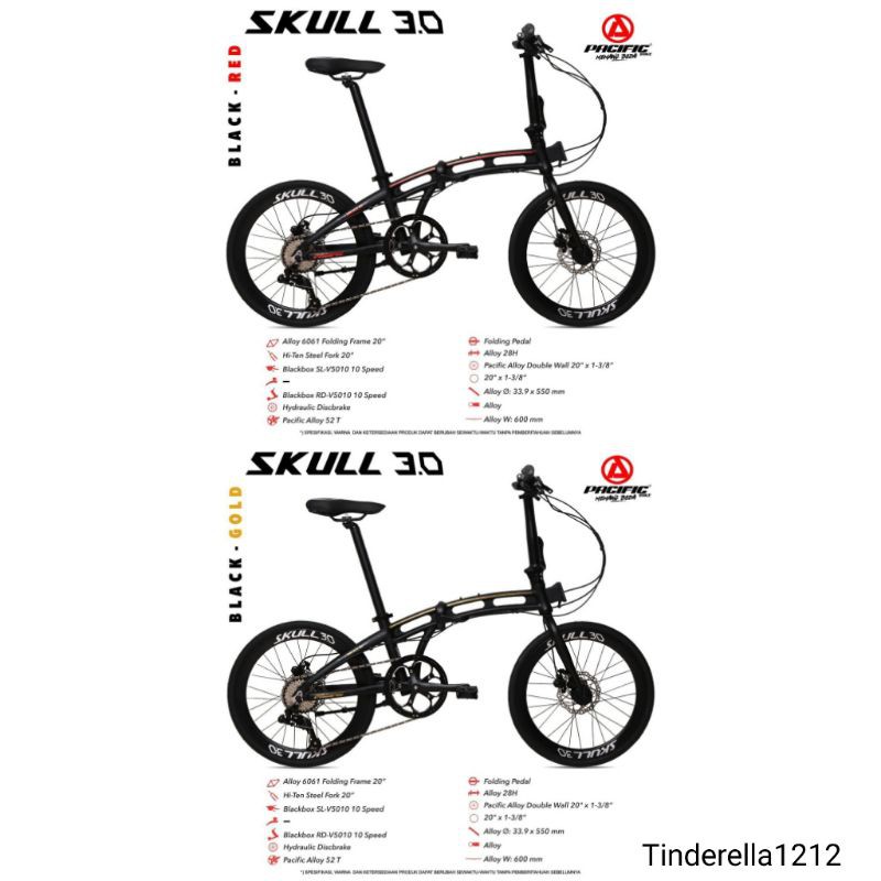 Sepeda Lipat 16" Pacific Skull 3.0