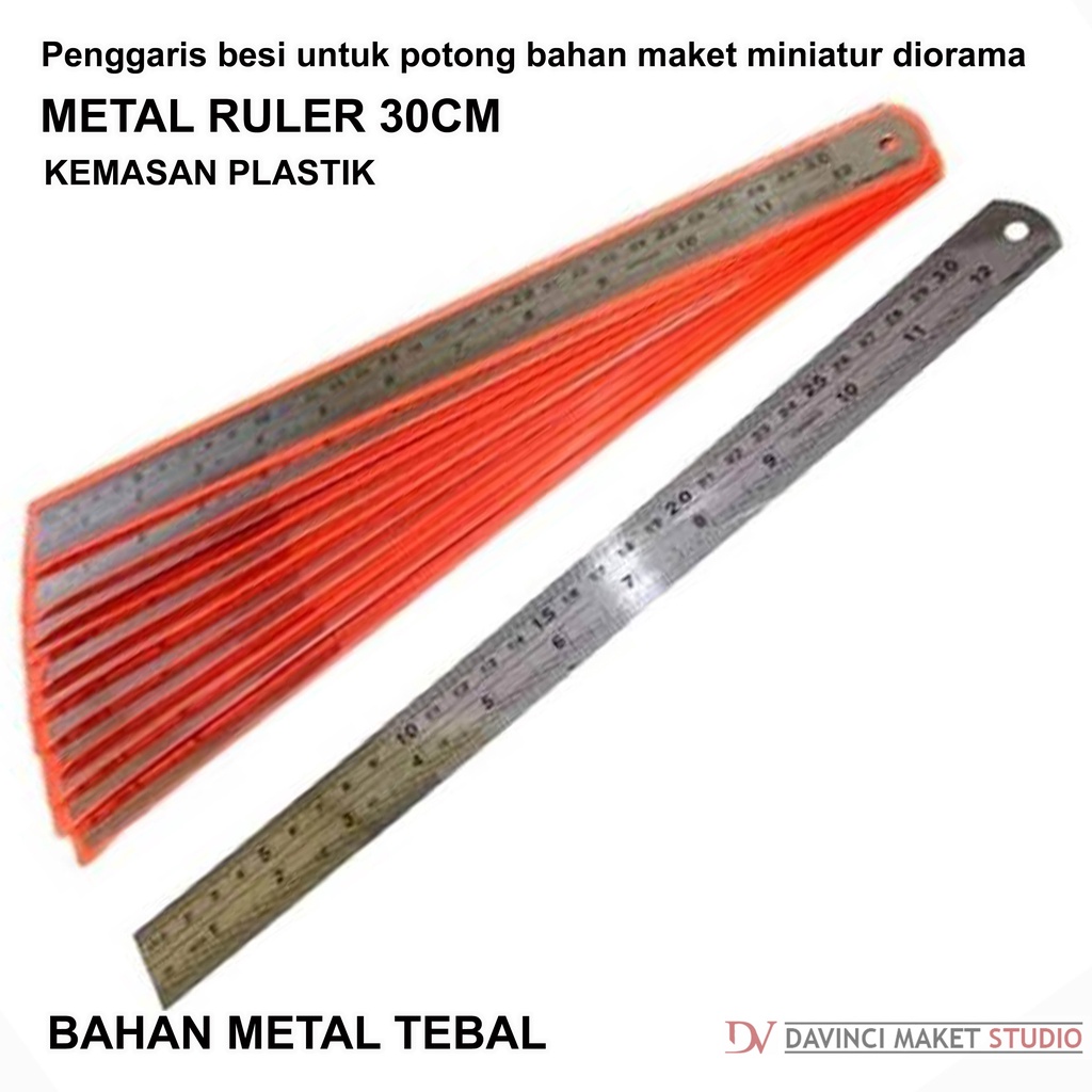

Penggaris Besi 30cm Logam Alat Bantu Potong Maket Diorama - Iron Metal Ruler