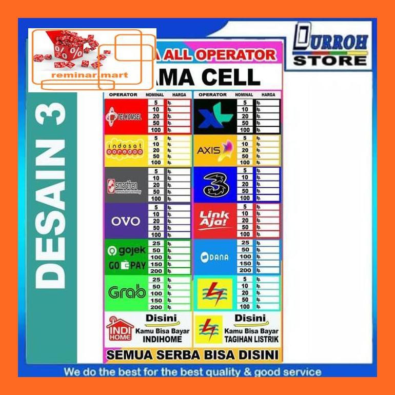 Jual Srem Spanduk Banner Tabel Harga Pulsa Konter Bisa Tulis Sendiri Spanduk Spanduk