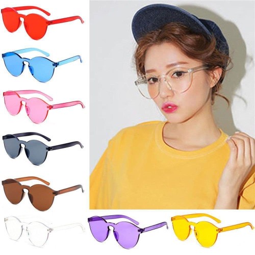 PL-WW002✨PROMO!!✨Kacamata Pria/Wanita-Jelly-Permen-Warna-Fashion-Tanpa Frame-Sunglasses-Murah