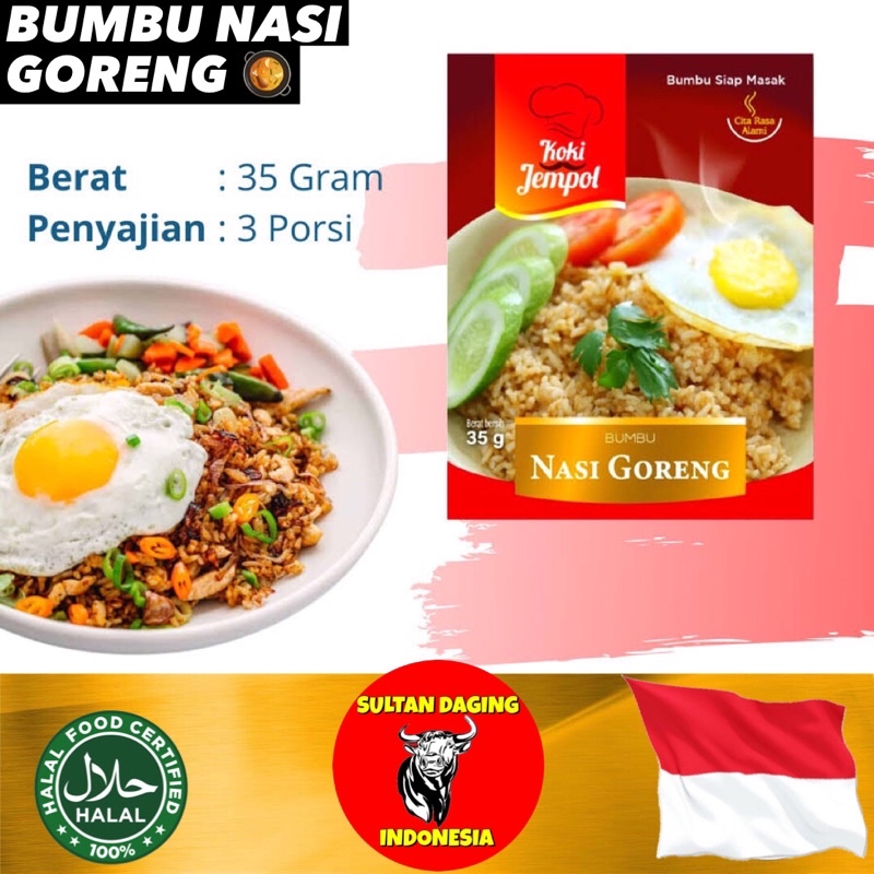 

BUMBU NASI GORENG PADANG 35 GRAM KOKI JEMPOL/ BUMBU NASI GORENG SEAFOOD/ BUMBU NASGOR GORENG/ BUMBU NASGOR NASI/ BUMBU NASI GORENG KEBULI