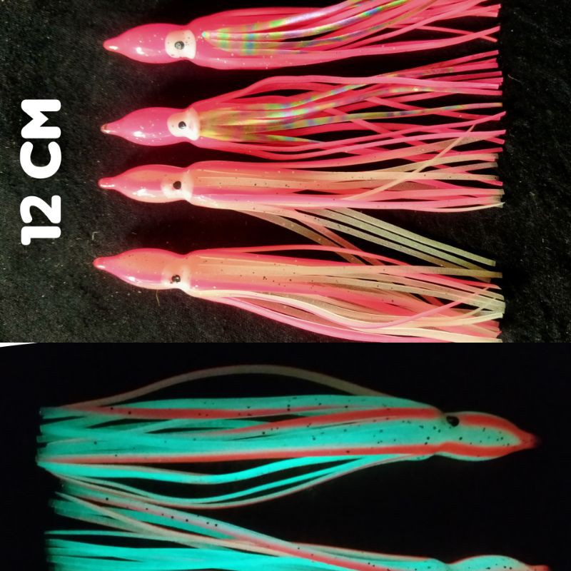 Skrit Octopus Umpan  12 cm GID warna Pink Untuk Umpan Casting Assist Hook Metal Jig