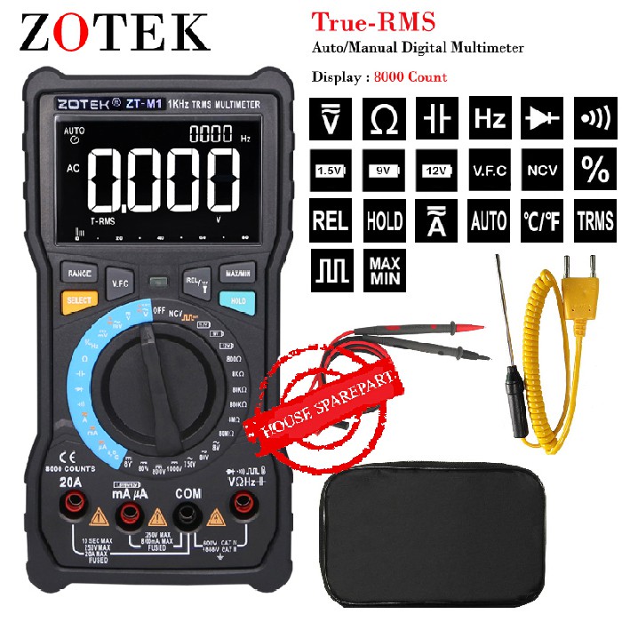 Zotek ZT-M1 Auto/Manual Digital Multimeter EBTN Triple Display Battery Test Voltage VFC Original