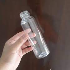 Botol Plastik 250 ml Botol Minuman Botol Almond leher panjang bonus tutup 140 pcs