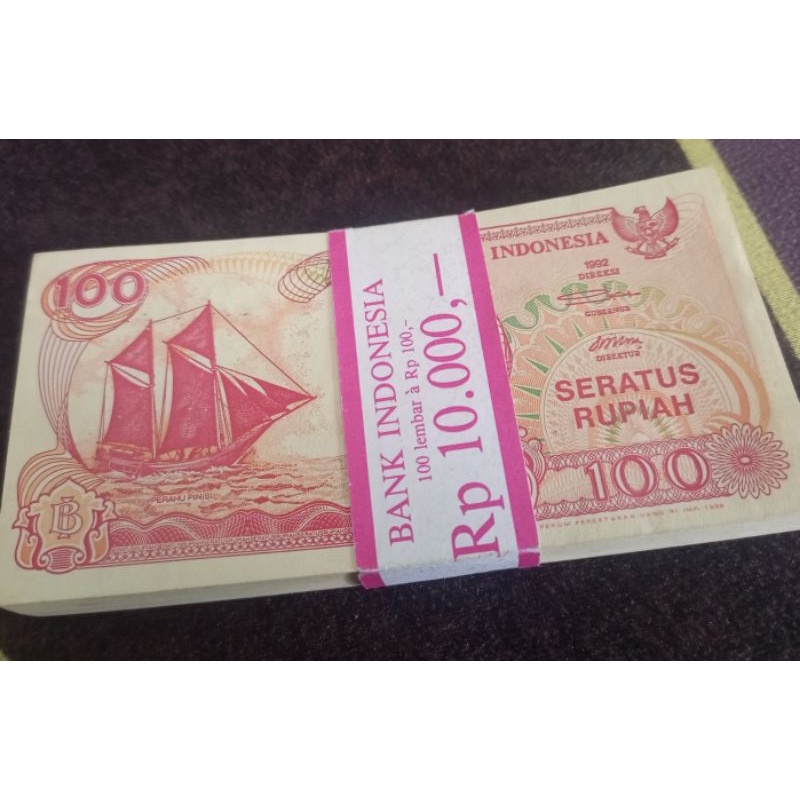 Uang kertas 100 Rupiah perahu pinisi 1992