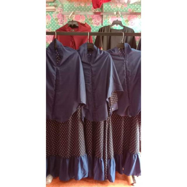 Gamis polkadot rempel/gamis/gamis rempel