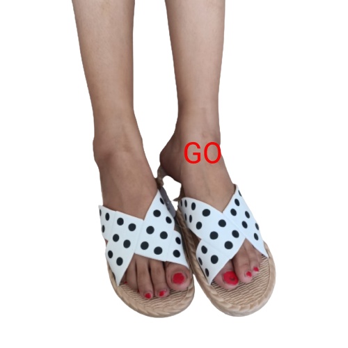 gos Import BAN X POLKA ROTAN Sandal Wanita Murah Slip Casual Teplek Sendal Cewek Flat