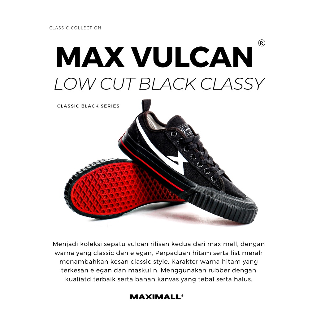 Sepatu Pria Maximall MAX-VULCAN LOWCUT Onyx Black
