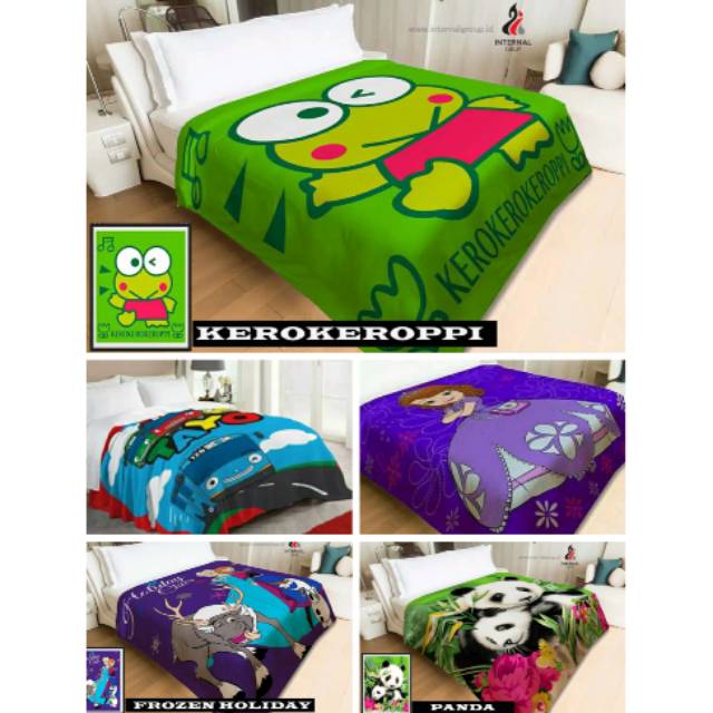 SELIMUT INTERNAL UK.160X200CM KEROPPI,TAYO,SOFIA,FROZEN HOLIDAY,PANDA